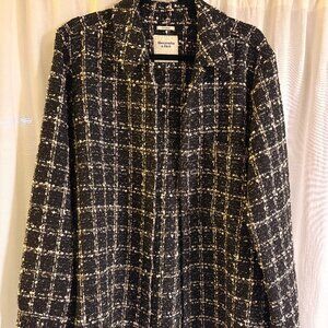 Abercrombie & Fitch Oversized Bouclé Tweed Button-Front Jacket – Size L